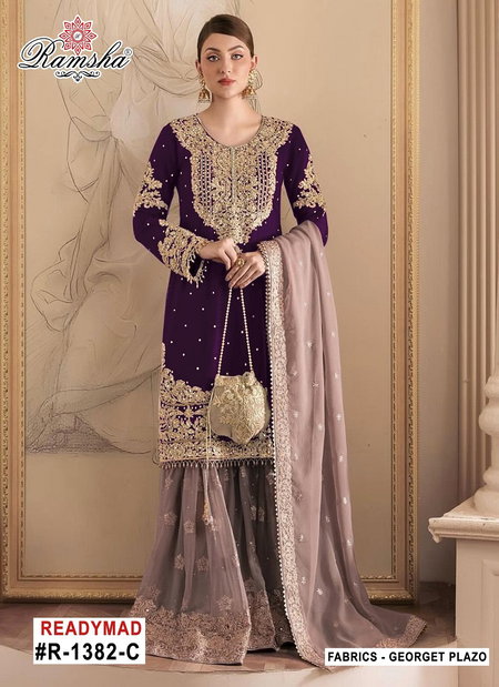 Ramsha R 1382 A To D Georgette Embroidery Work Readymade Dress Online Wholesale